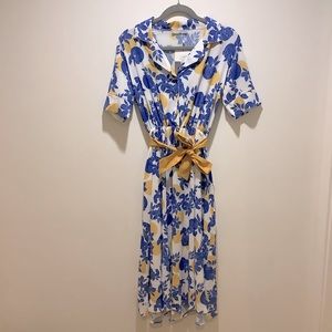 NEW  Milan Kiss women’s tie-waist midi floral dress short sleeve size small